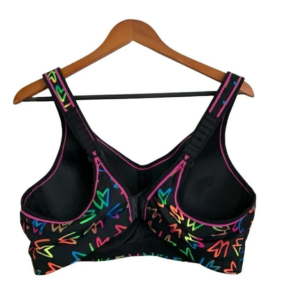 SPORT by Cacique Bra - Black with Neon Hearts Size 42D Lane Bryant - Picture 2 of 6